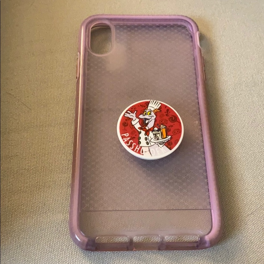 Tech 21 purple IPhone XS Max case with pop socket